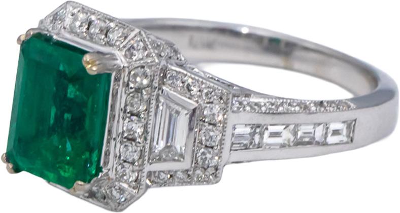 GIA Certified 18k White Gold Zambia Emerald & Diamond Cocktail Ring 2.34CT