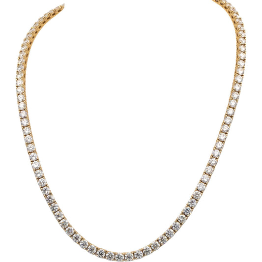 14k Yellow Gold VS Round Diamond Tennis Necklace 33.56CT