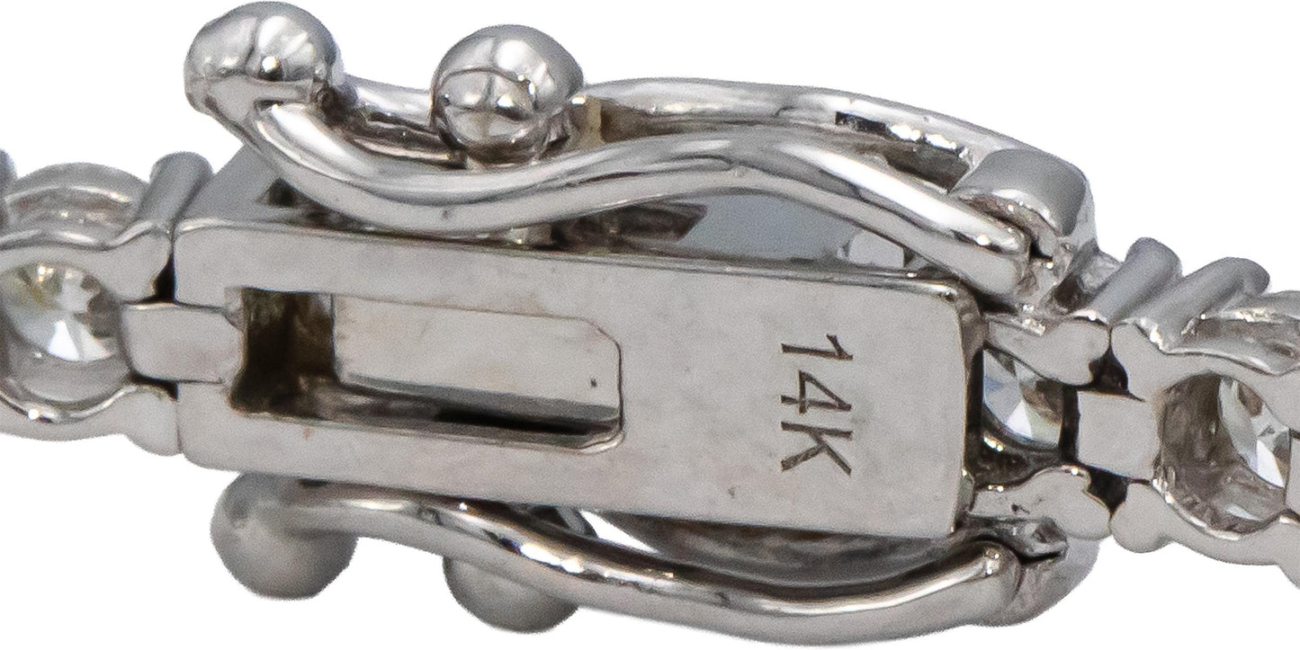 14k White Gold VS Round Diamond Tennis Bracelet 4.93CT