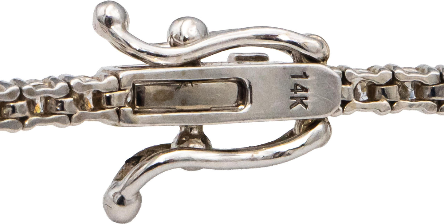 14k White Gold Round Diamond Tennis Bracelet 1.90CT