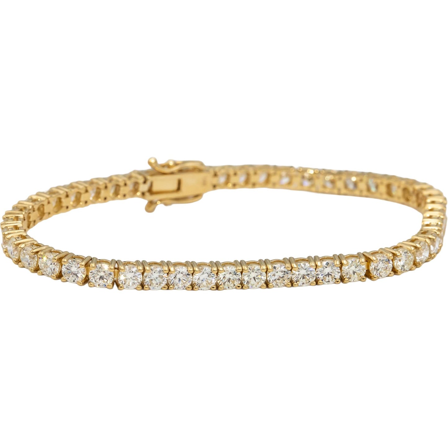 14k Yellow Gold VS Round Diamond Tennis Bracelet 9.01CT