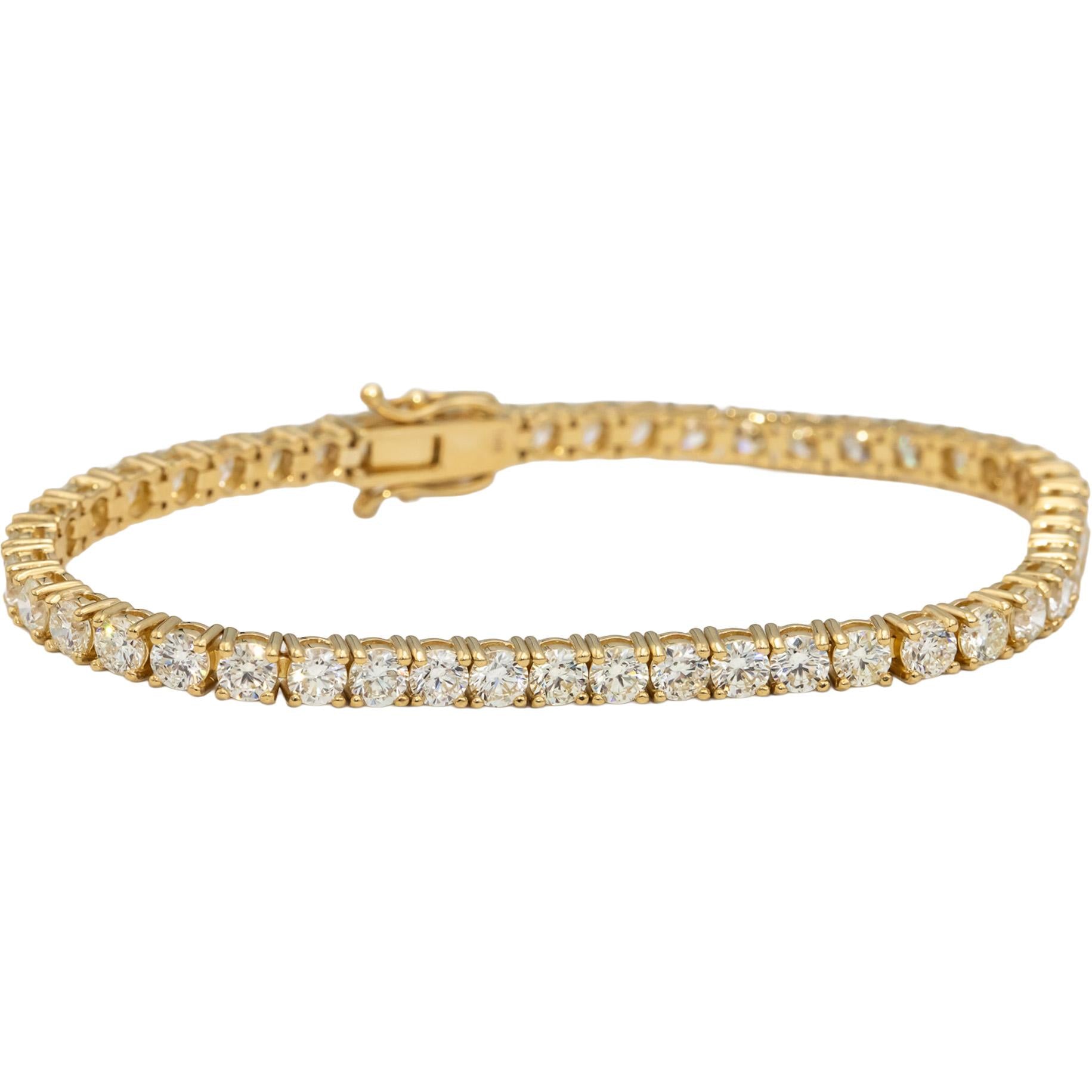 14k Yellow Gold VS Round Diamond Tennis Bracelet 9.01CT