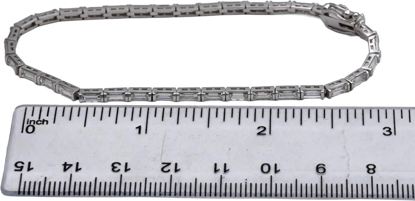 14k White Gold VS Emerald Cut Diamond Tennis Bracelet 3.94CT