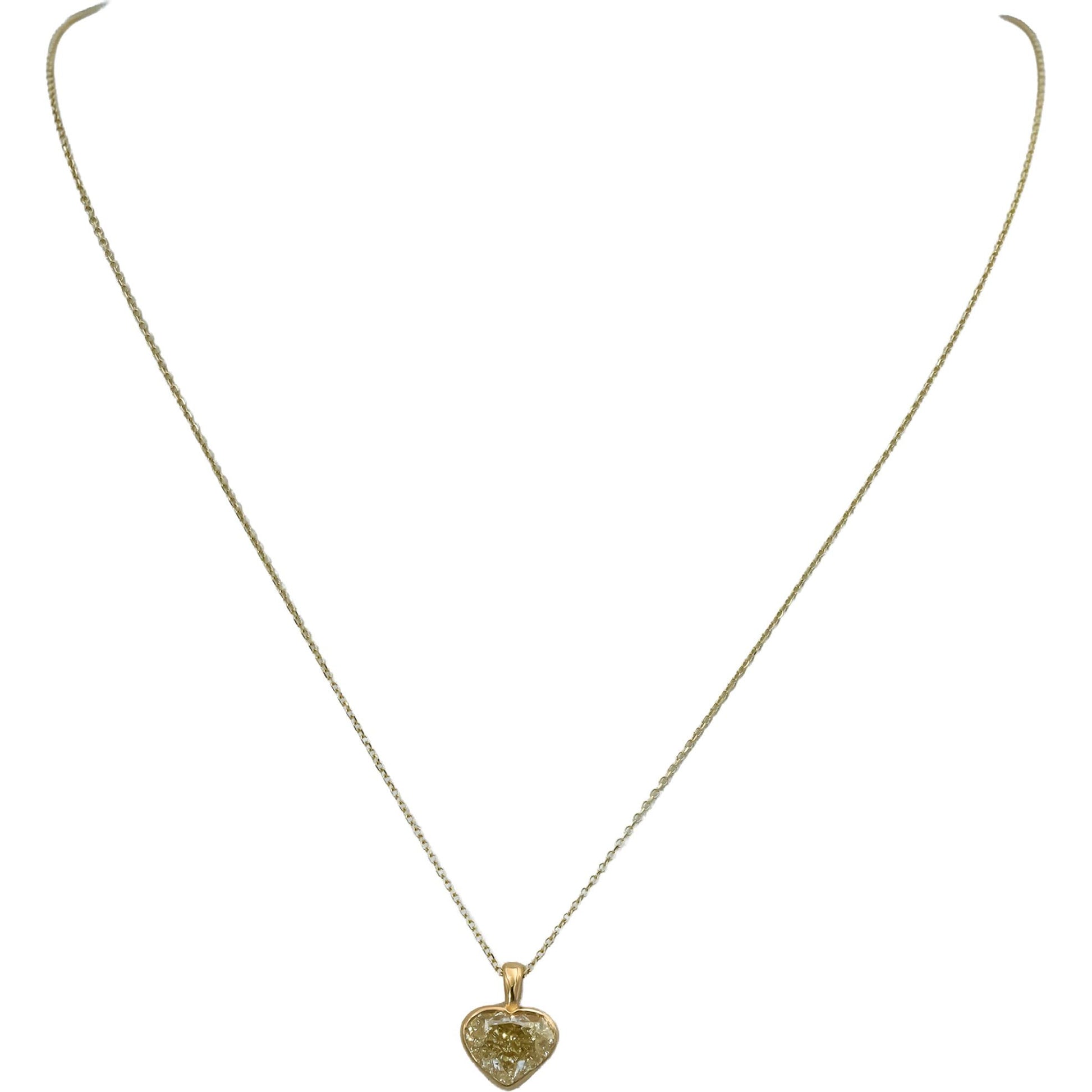 GIA Certified 18k & 14k Gold VS2/U-V Heart Cut Diamond Pendant Necklace 2.52CT