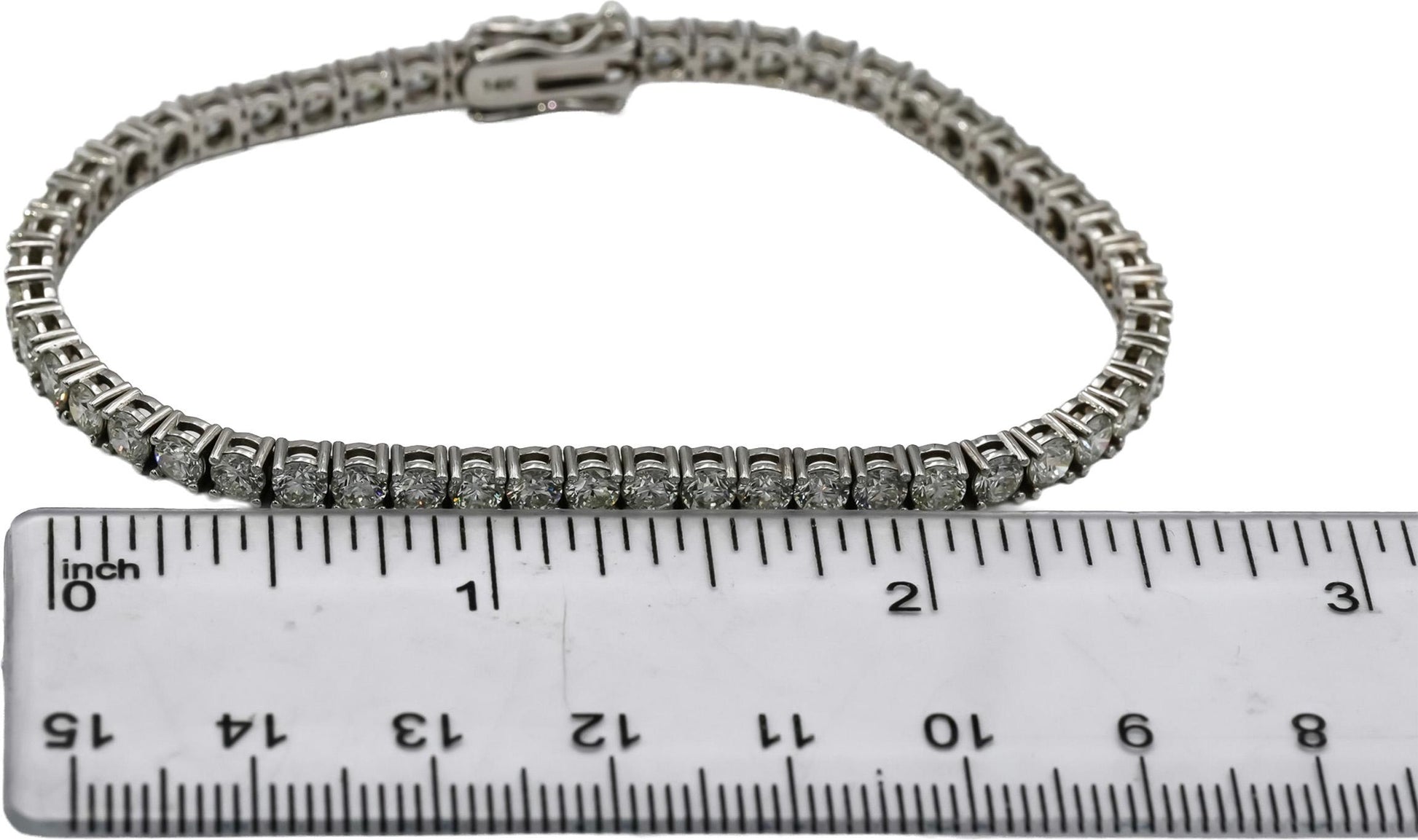 14k White Gold Round Diamond Tennis Bracelet 6.95CT
