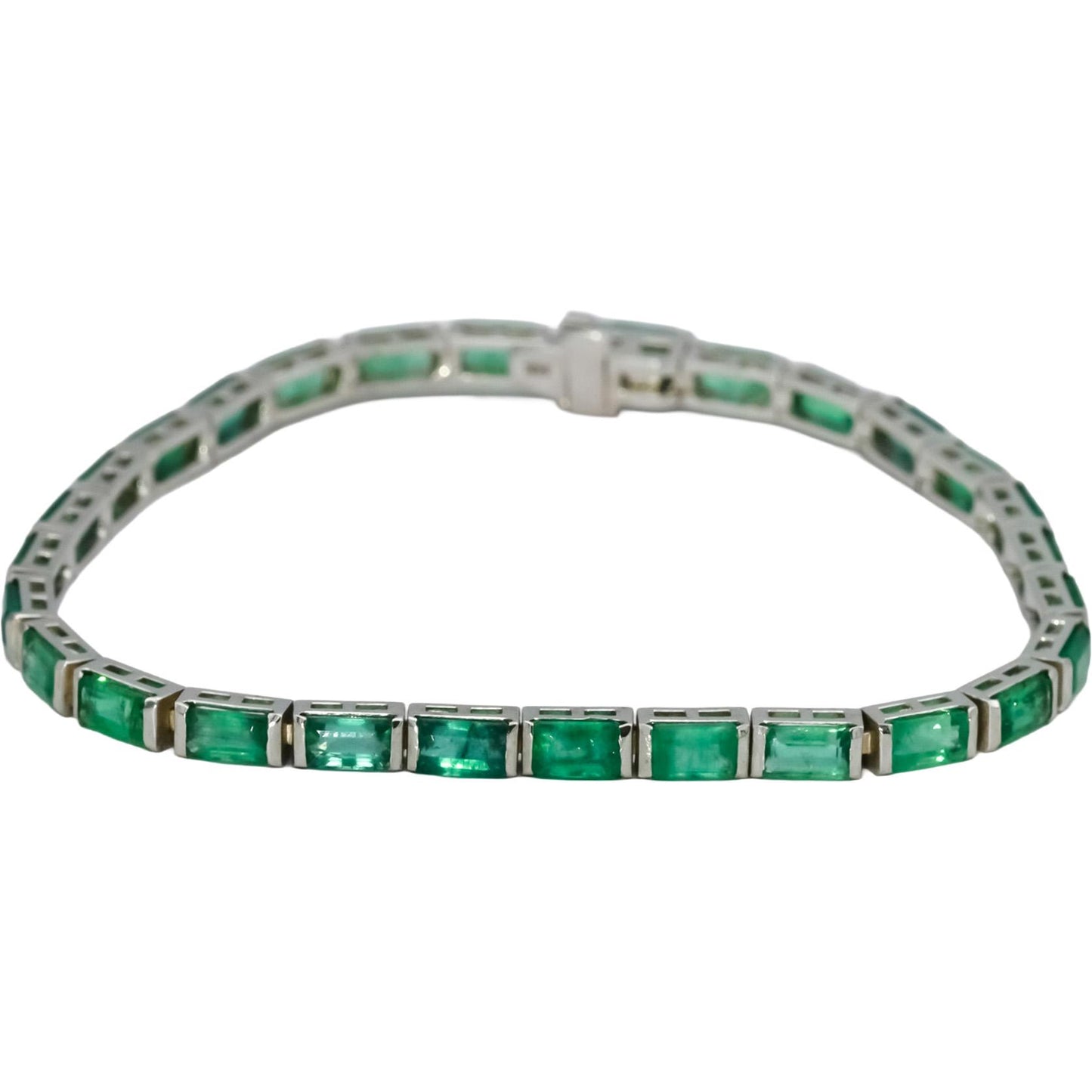 14k White Gold Emerald Bar Set Line Bracelet 10.0CT