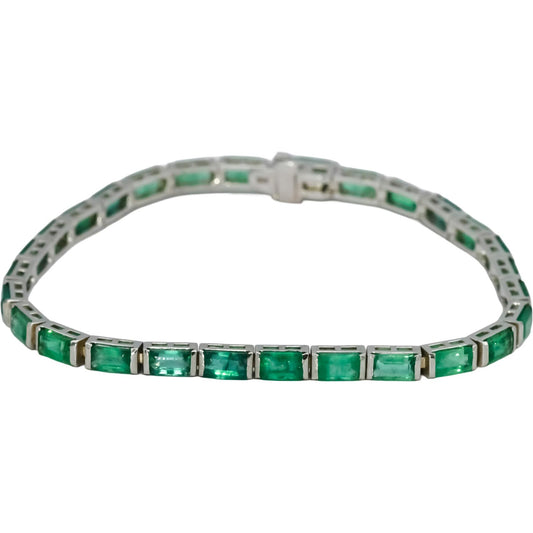 14k White Gold Emerald Bar Set Line Bracelet 10.0CT