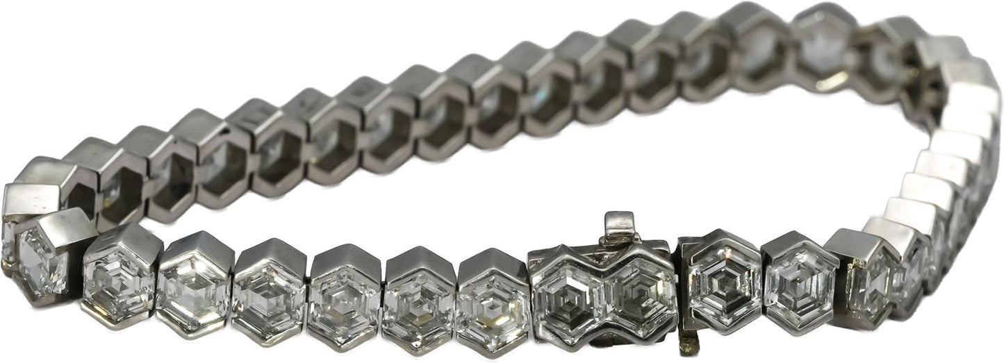 CGL Certified 10k White Gold VS Special Cut Lab-Grown Diamond Bracelet 20.0CT