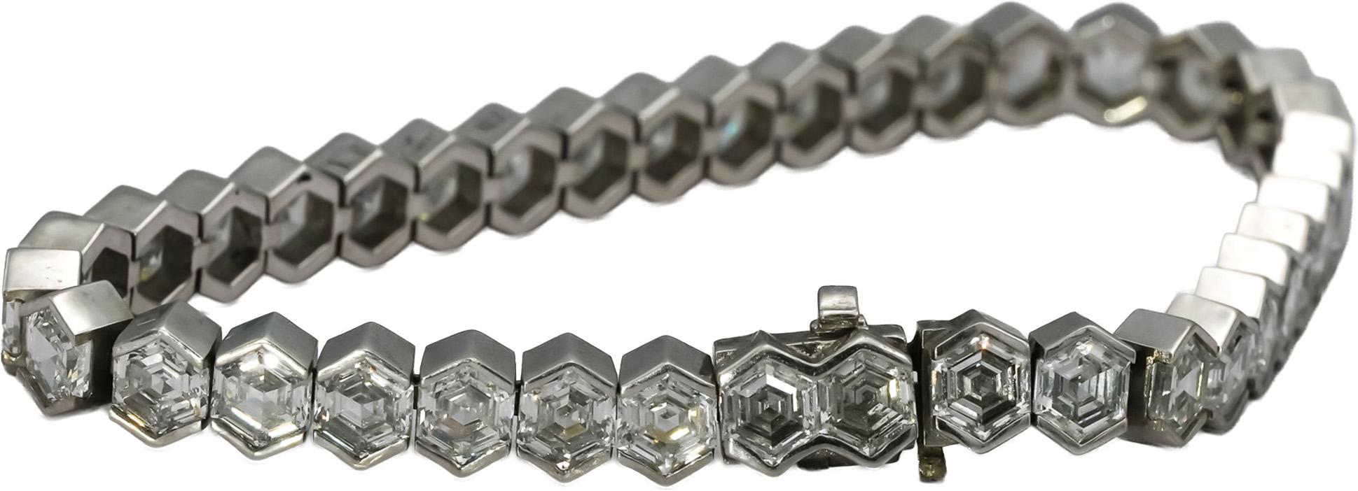 CGL Certified 10k White Gold VS Special Cut Lab-Grown Diamond Bracelet 20.0CT