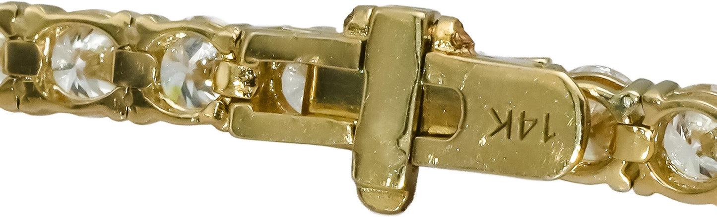 14k Yellow Gold VS Round Lab-Grown Diamond Tennis Bracelet 8.15CT