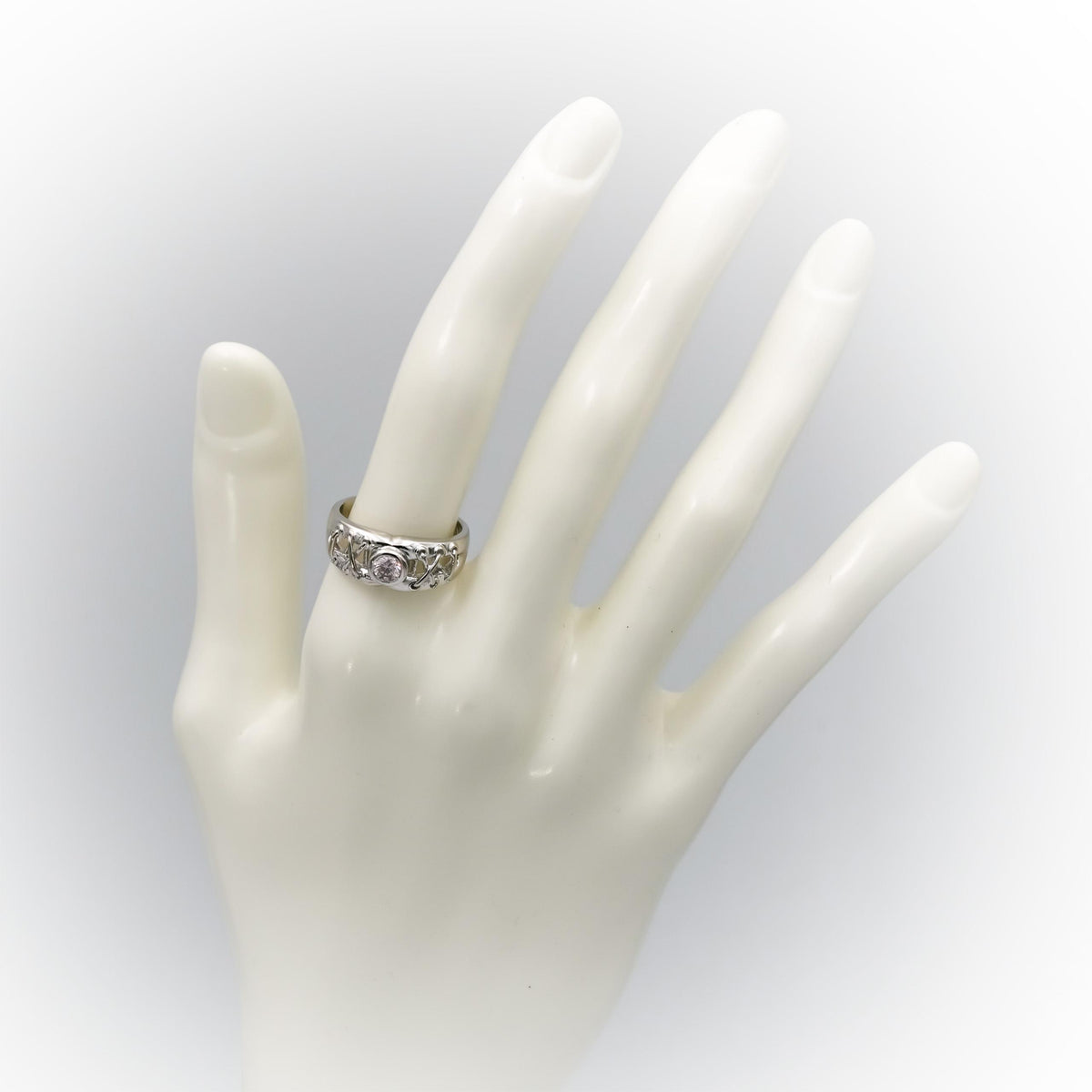 14k White Gold Round Diamond Band Ring 0.33CT Size 6.75