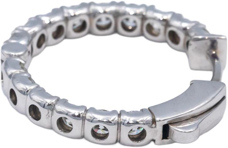14k White Gold VS Round Diamond Inside Out Hoop Earrings 4.49CT