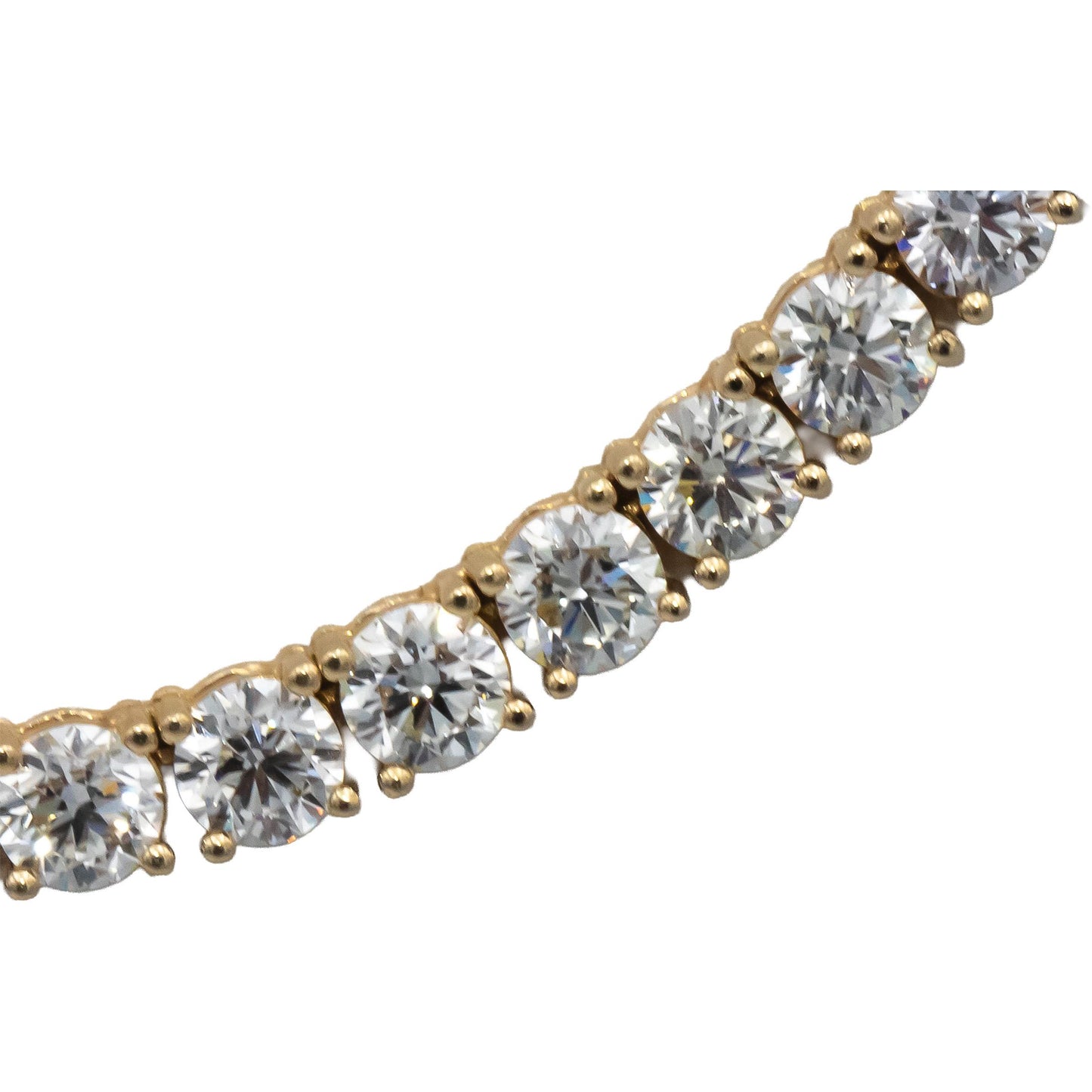 14k Yellow Gold VS Round Diamond Tennis Necklace 33.56CT