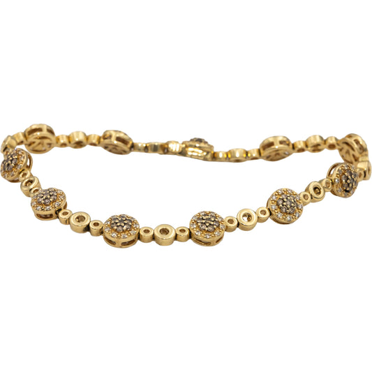 LE VIAN 14k Yellow Gold Round Diamond Cluster Fancy Link Bracelet 0.95CT