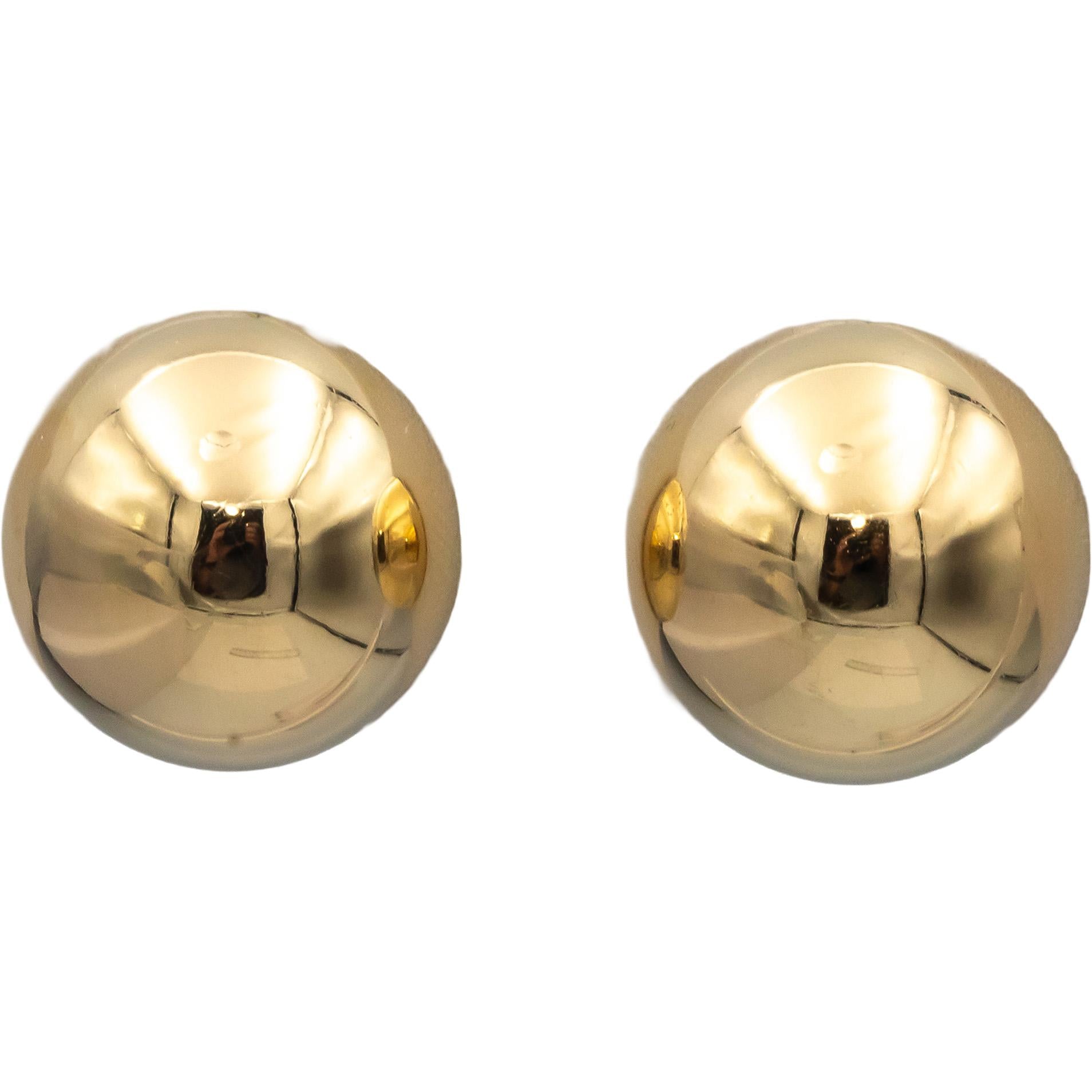 TIFFANY & CO. Vintage 14k Yellow Gold Button Clip-On Earrings