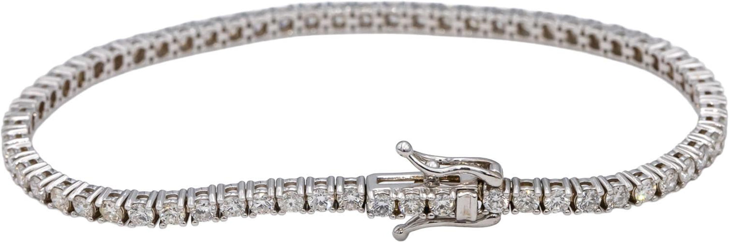 14k White Gold Round Diamond Tennis Bracelet 3.46CT