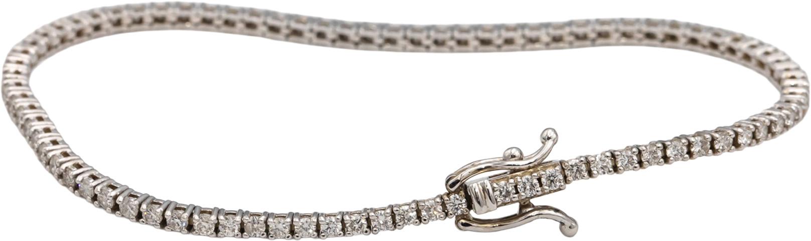 14k White Gold Round Diamond Tennis Bracelet 1.90CT