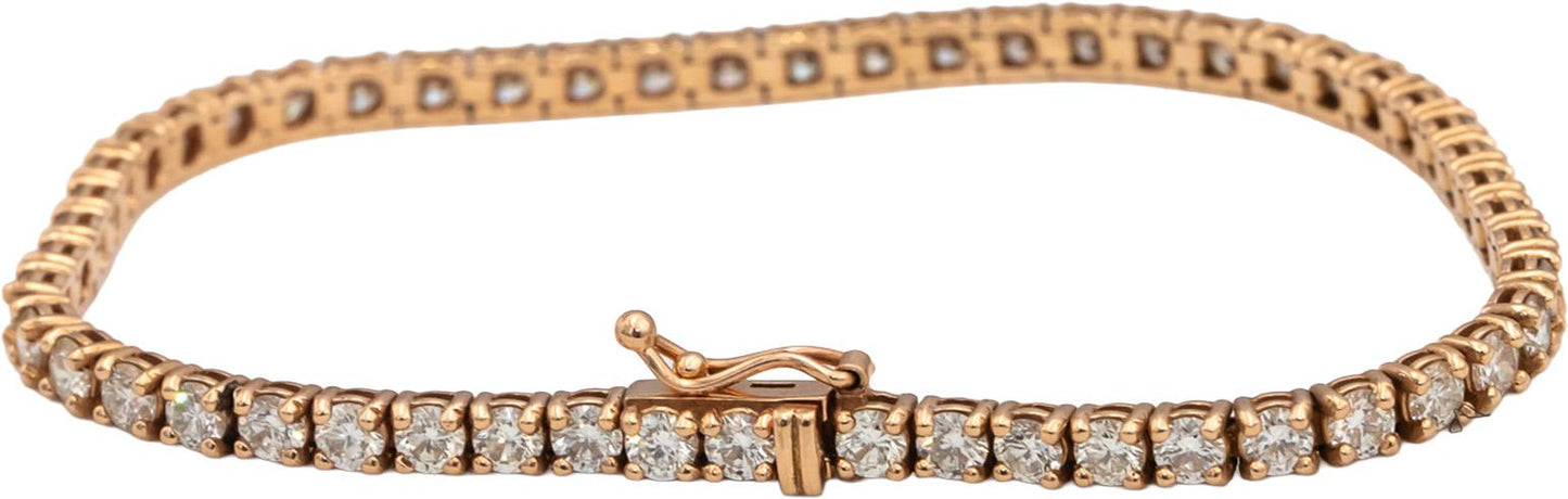 14k Rose Gold VS Round Diamond Tennis Bracelet 5.05CT