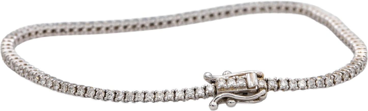 14k White Gold Round Diamond Tennis Bracelet 1.70CT