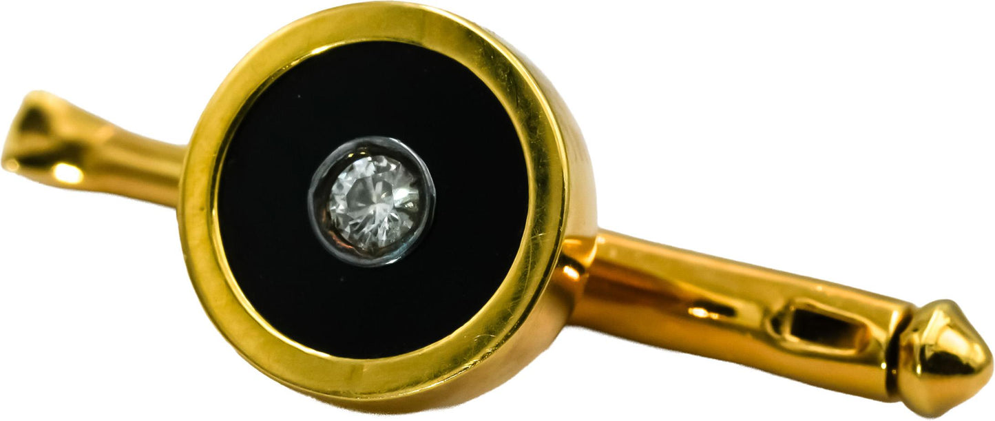 TIFFANY & CO. 18k Yellow Gold VS Diamond and Onyx Cufflinks and Stud Set 0.16CT