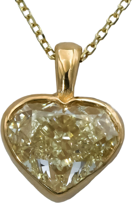 GIA Certified 18k & 14k Gold VS2/U-V Heart Cut Diamond Pendant Necklace 2.52CT