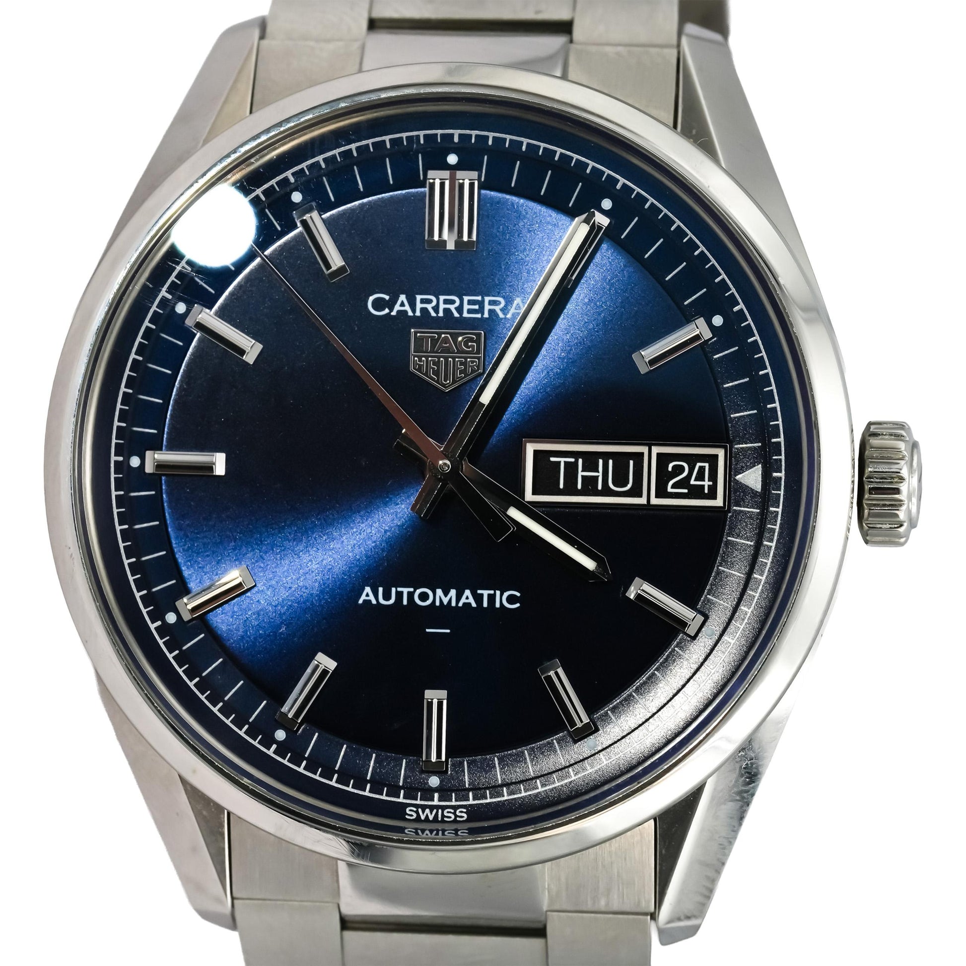 TAG Heuer Stainless Steel Carrera Automatic Day-Date 41mm Watch w/ Box
