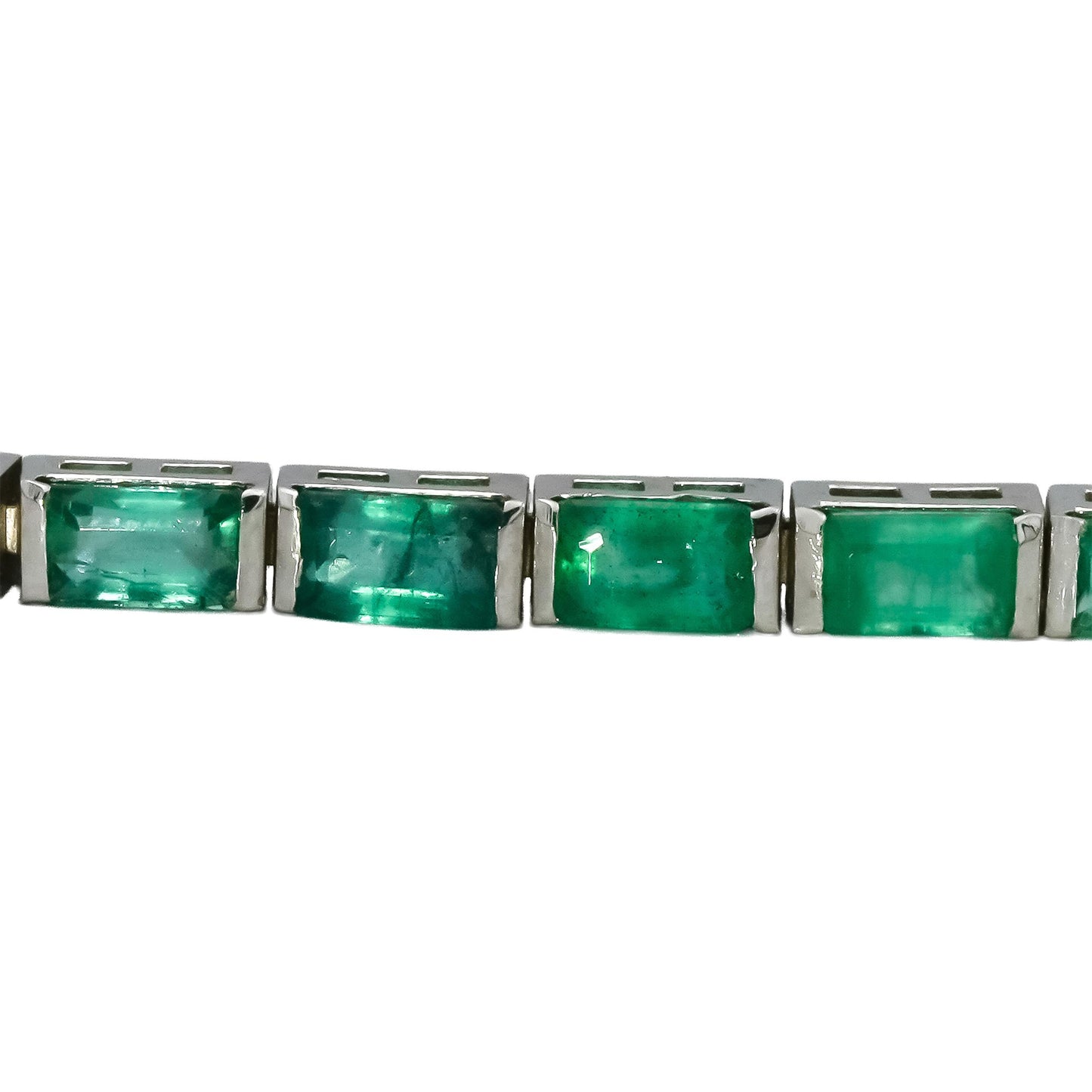 14k White Gold Emerald Bar Set Line Bracelet 10.0CT