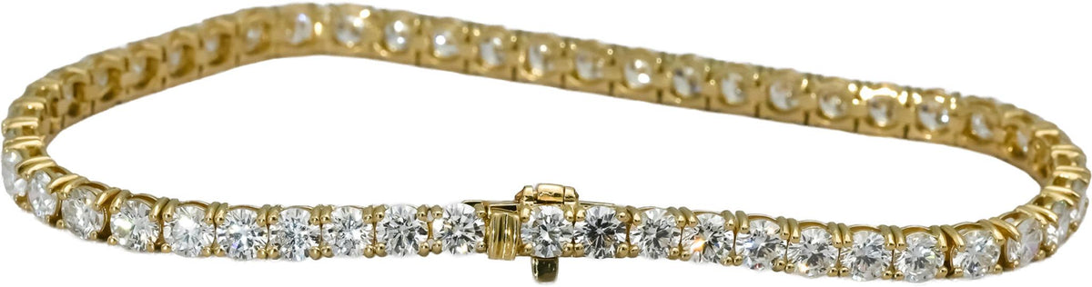 14k Yellow Gold VS Round Lab-Grown Diamond Tennis Bracelet 8.15CT