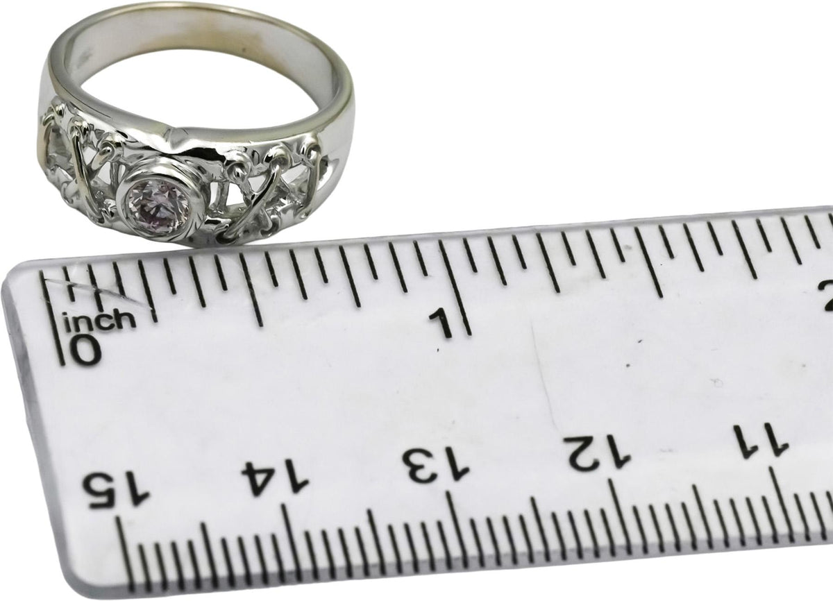 14k White Gold Round Diamond Band Ring 0.33CT Size 6.75