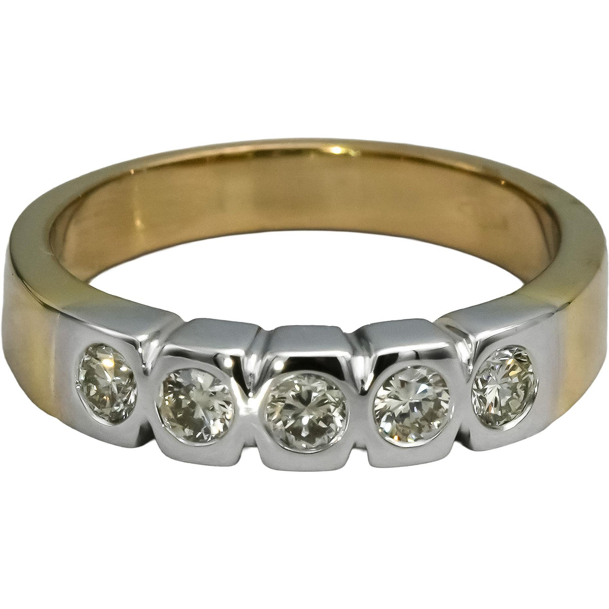14k White and Yellow Gold VS Round Bezel Diamond Band Ring 0.50CT Size 8