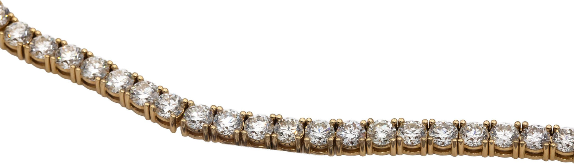 14k Yellow Gold VS Round Diamond Tennis Necklace 33.56CT