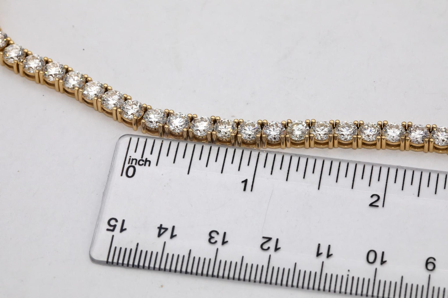 14k Yellow Gold VS Round Diamond Tennis Necklace 33.56CT