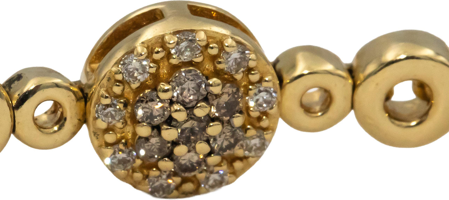 LE VIAN 14k Yellow Gold Round Diamond Cluster Fancy Link Bracelet 0.95CT