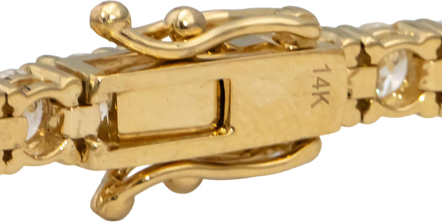 14k Yellow Gold VS Round Diamond Tennis Bracelet 9.01CT