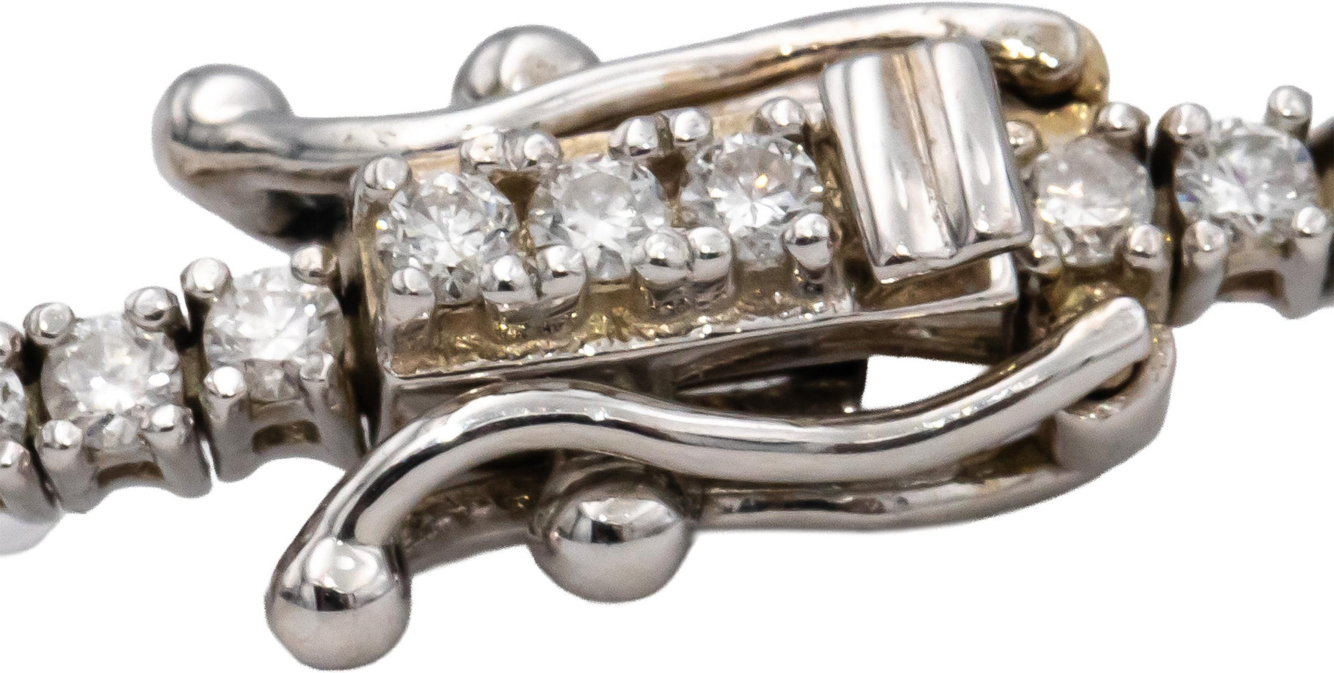 14k White Gold Round Diamond Tennis Bracelet 1.70CT