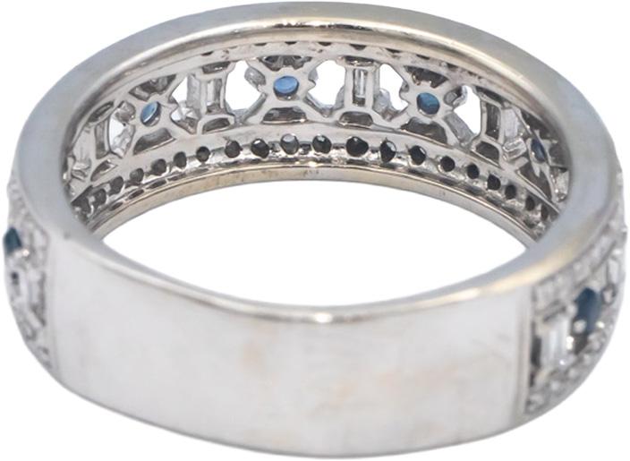 14k White Gold 0.70CT Diamond and Sapphire Band Ring Size 9