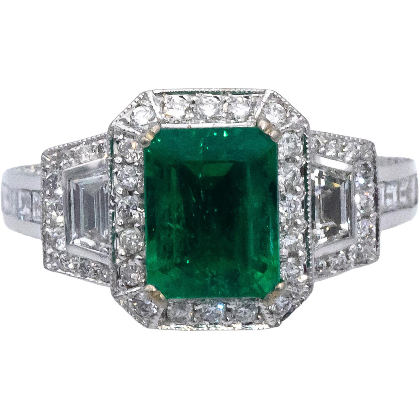 GIA Certified 18k White Gold Zambia Emerald & Diamond Cocktail Ring 2.34CT