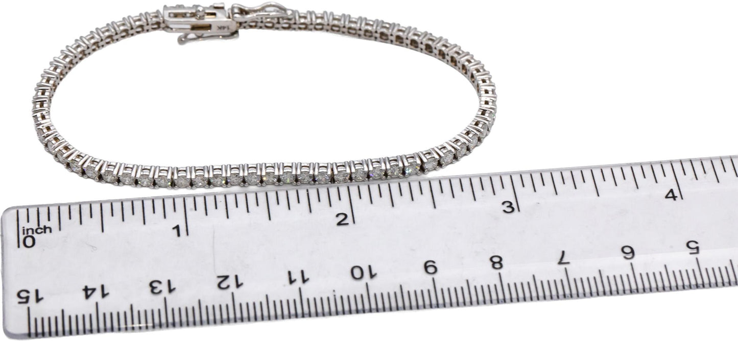 14k White Gold Round Diamond Tennis Bracelet 3.46CT
