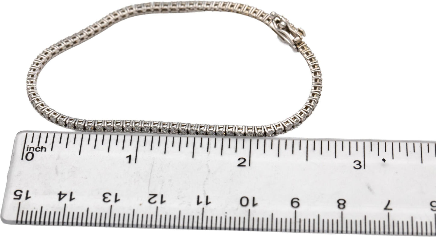 14k White Gold Round Diamond Tennis Bracelet 1.90CT