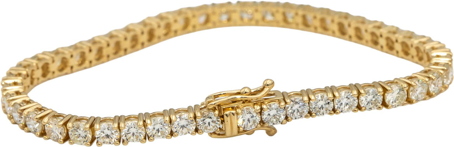 14k Yellow Gold VS Round Diamond Tennis Bracelet 9.01CT
