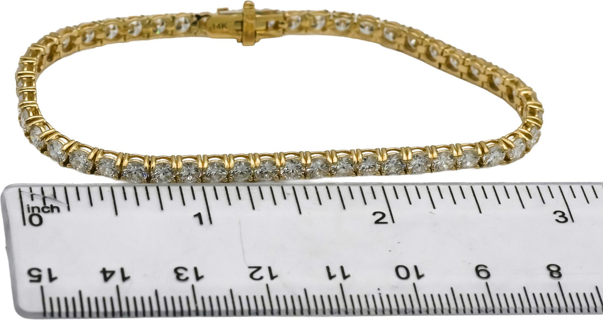 14k Yellow Gold VS Round Lab-Grown Diamond Tennis Bracelet 8.15CT