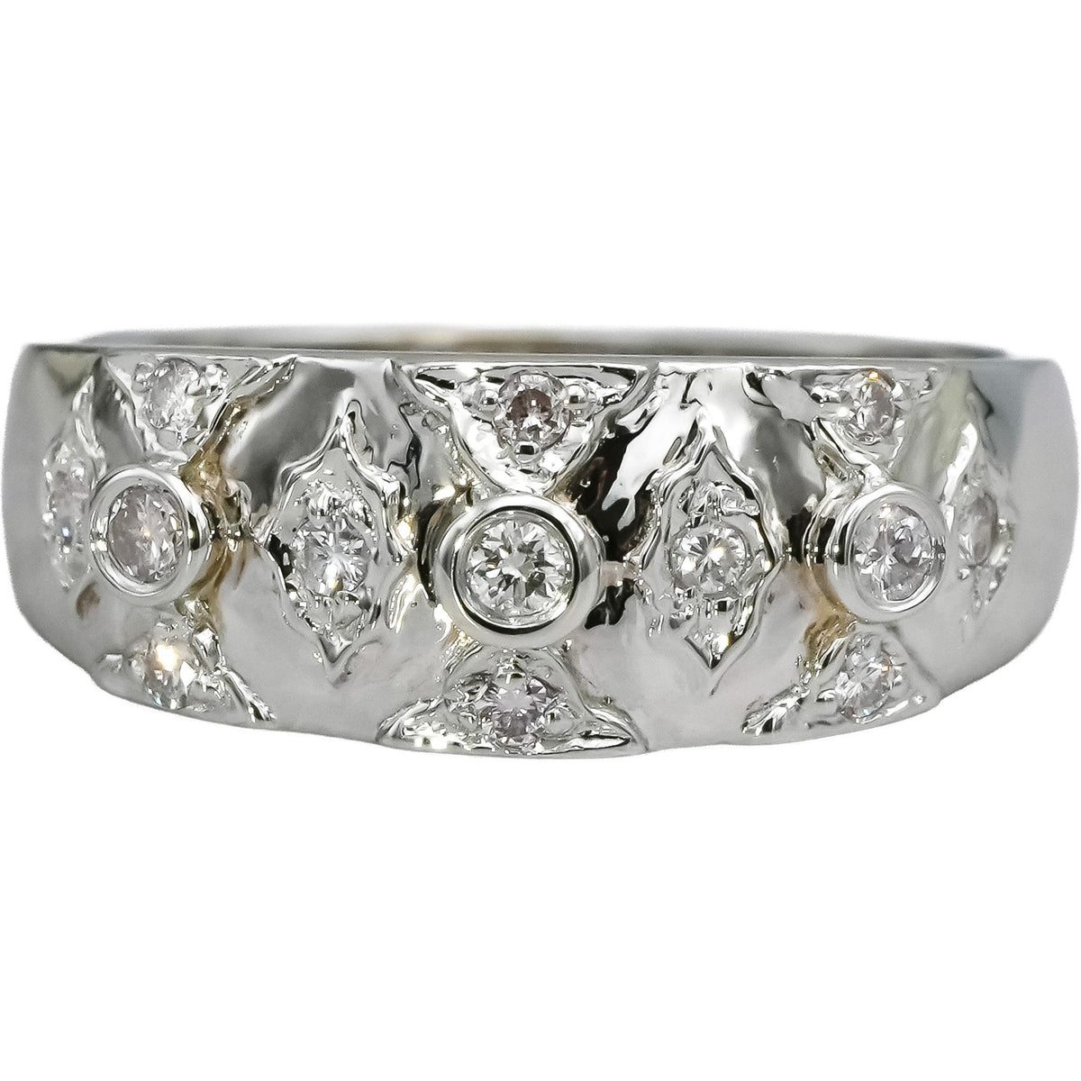 14k White Gold Round Diamond Band Ring 0.20CT Size 6.75