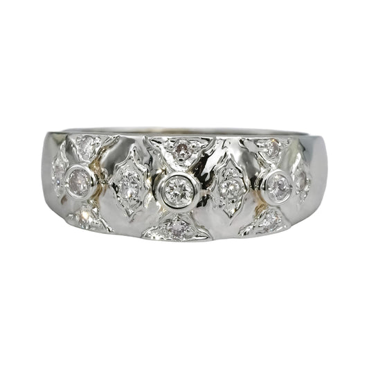 14k White Gold Round Diamond Band Ring 0.20CT Size 6.75