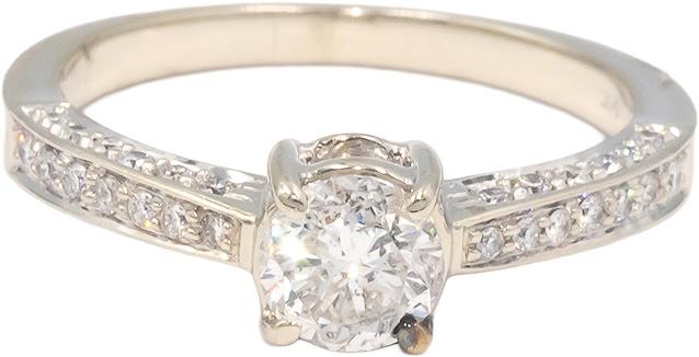 14k White Gold 1.0CT Diamond Engagement Ring w/ 0.65CT Center Size 7
