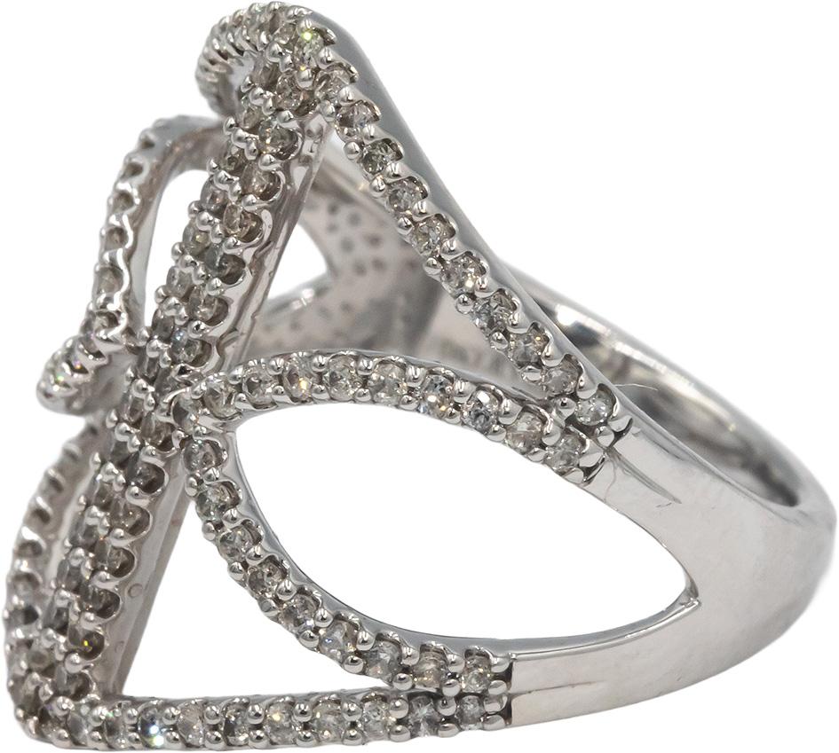 VERA WANG LOVE 10k White Gold 0.73CT Diamond Modern Style Ring Size 7