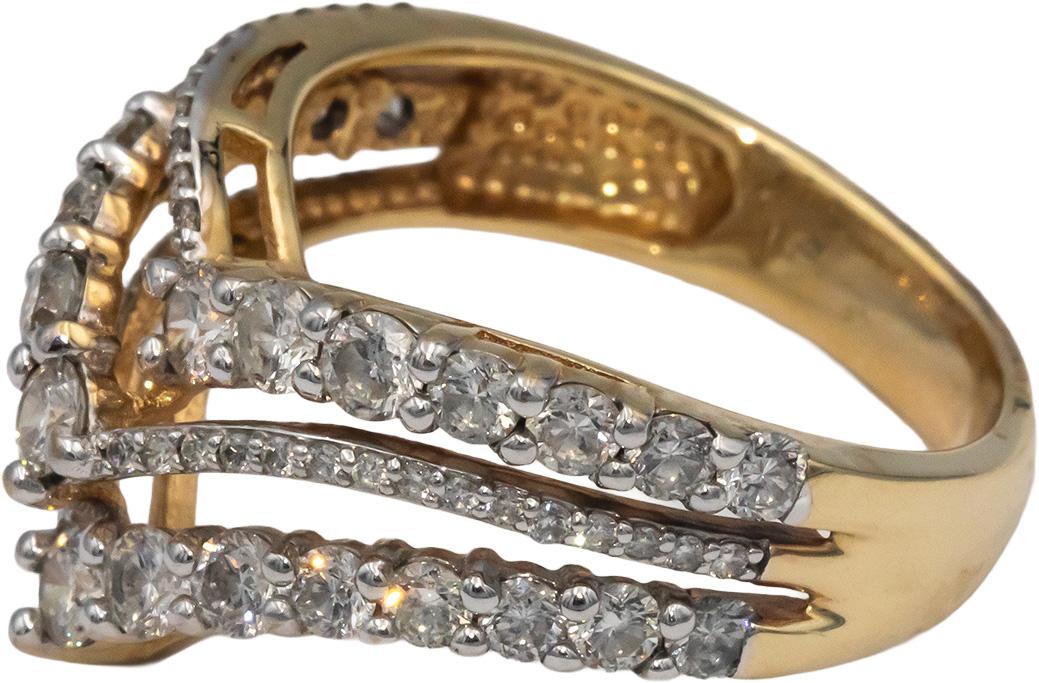 10k Yellow Gold 1.50CT Diamond Chevron Style Ring Size 7