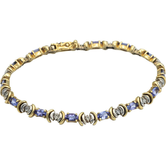 14k Yellow & White Gold 1.65CT Diamond and Tanzanite Fancy Tennis Bracelet