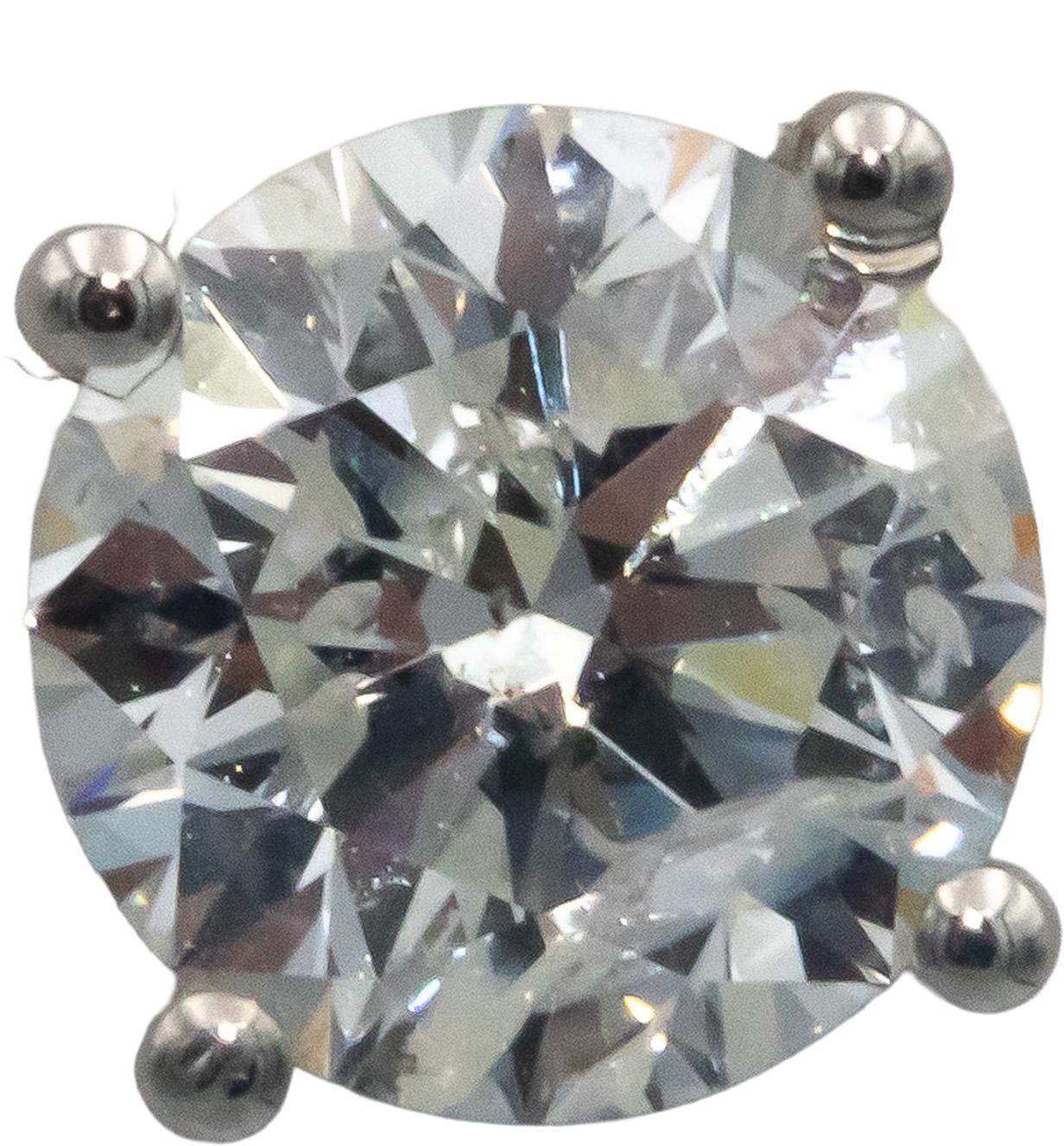 14k White Gold Jewelry Round Natural Diamond Stud Earrings 2.14CT