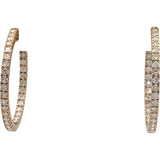 10k Rose Gold Round Cut Diamond Inside Out Hoop Earrings 5.0CT