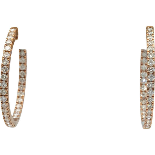 10k Rose Gold Round Cut Diamond Inside Out Hoop Earrings 5.0CT